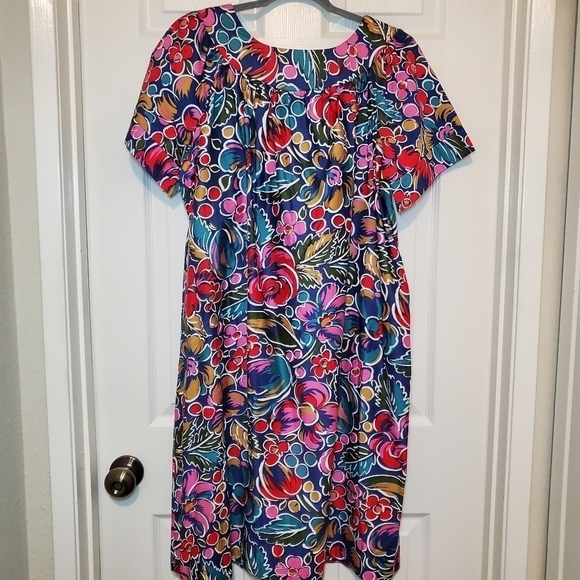 Vintage Muumuu House Dress Sears Colorful Sz L Misses - Picture 6 of 9
